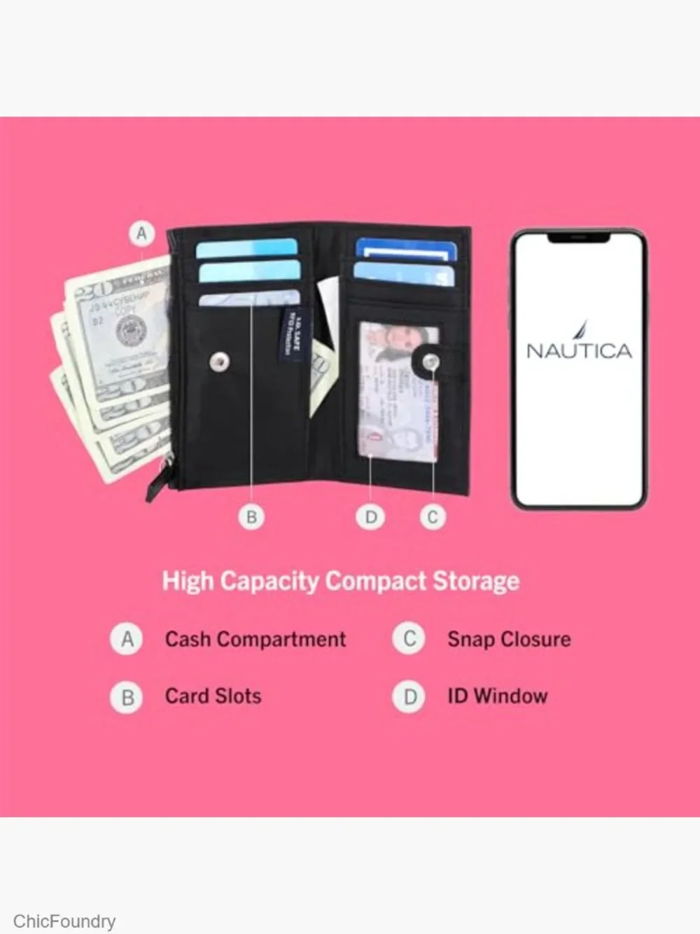 Bifold RFID Blocking Wallet with Coin Pocket & ID Window